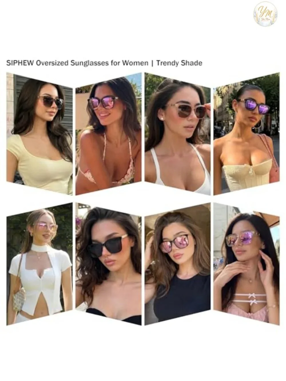 Oversized Square Sunglasses UV400 Protection Polarized Lightweight Fashion